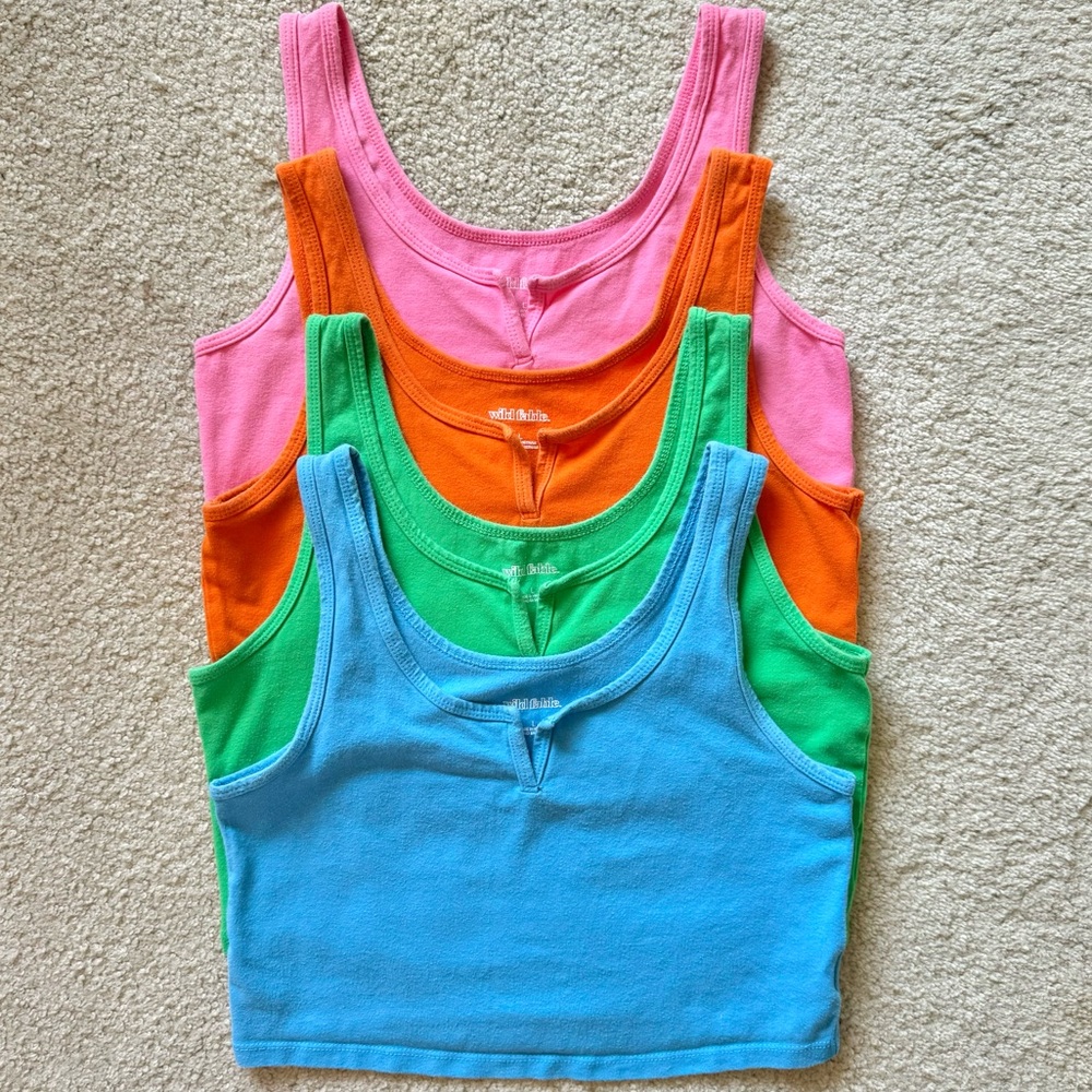 Wild Fable Crop Tank Top Bundle - Pink, Orange, Green, Blue - Picture 2 of 7
